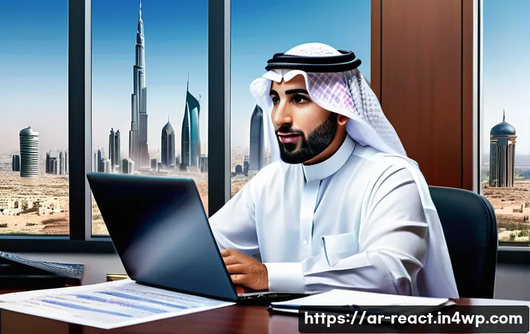 부동산 세금 절세를 위한 전략적 접근 - A detailed illustration of an Arab real estate investor sitting at a modern desk, surrounded by fina...
