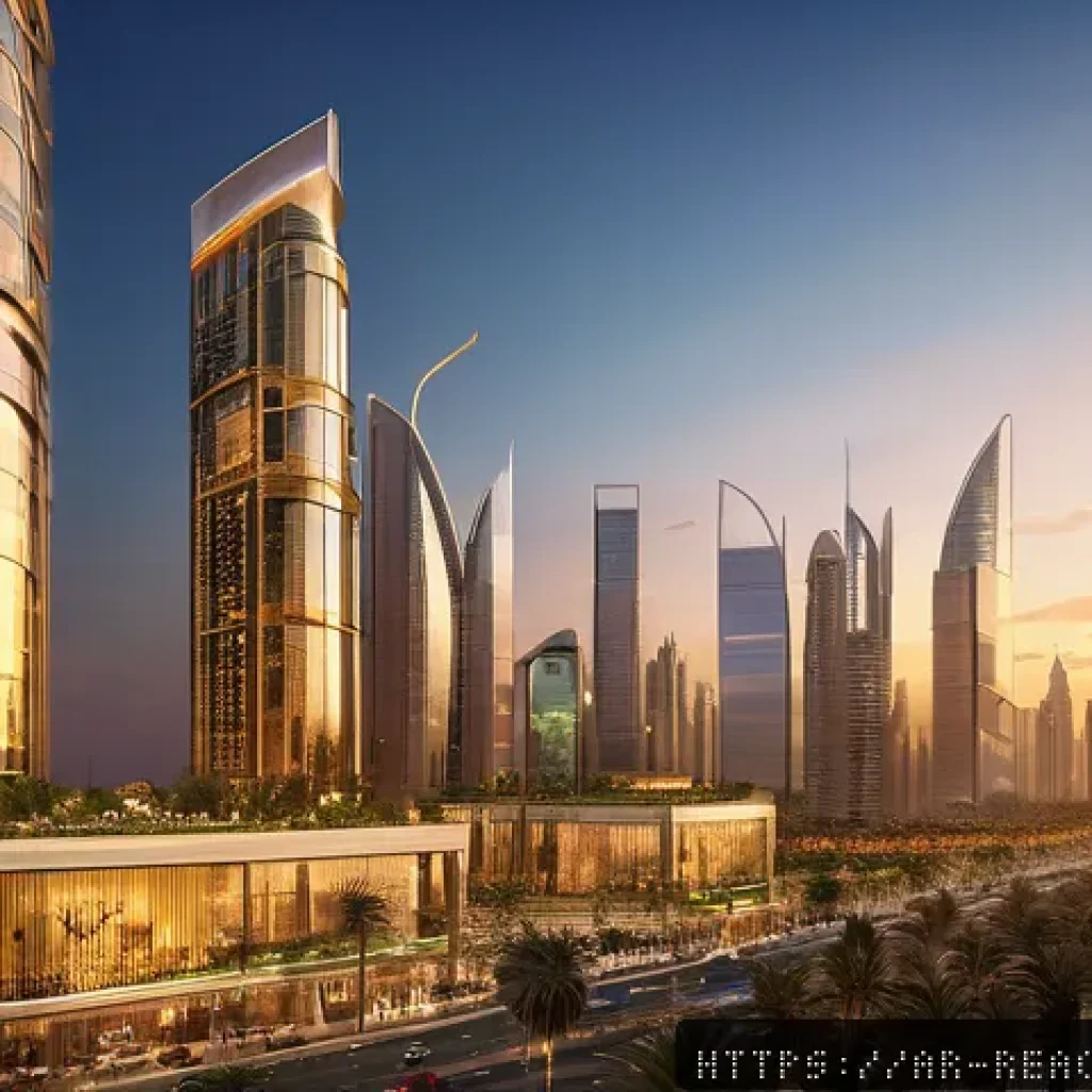 부동산 세금 관리 전략 수립하기 - A modern Middle Eastern cityscape at sunset featuring a diverse portfolio of real estate investments...