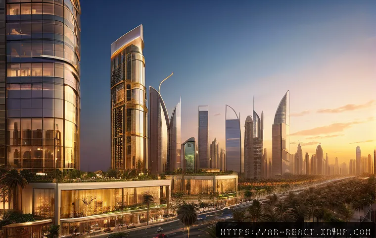부동산 세금 관리 전략 수립하기 - A modern Middle Eastern cityscape at sunset featuring a diverse portfolio of real estate investments...