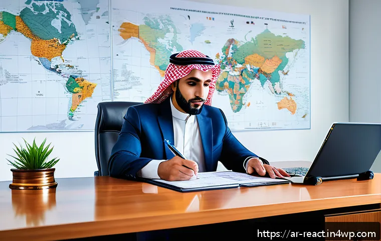 부동산 세금 계획의 분석 및 평가 - A modern Middle Eastern real estate investor in traditional attire studying detailed property tax do...